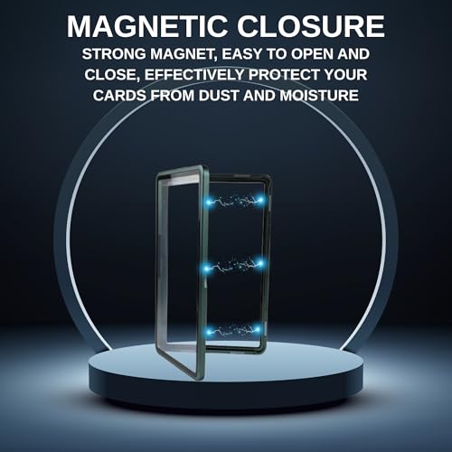 RedCap Magnetic Aluminum PSA Graded Card Holder 35PT Premium PSA Slab Protector Display Case with UV Resistant Glass Fits Standard PSA Graded Sports Trading Cards - Steel Moss - color: Steel Moss