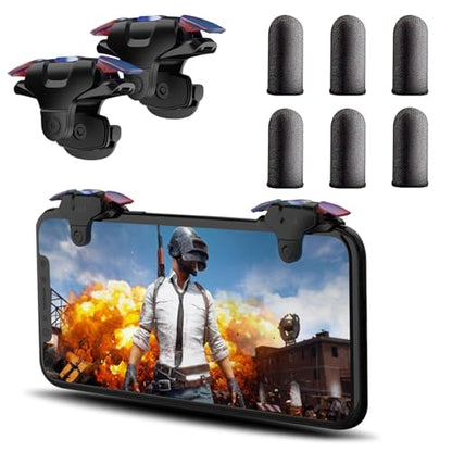 GOFOYO CK3 Mobile Triggers,Mobile Game Controller, Game Trigger for PUBG/Free Fire/Call of Duty,Shooter Sensitive Controller Joysticks Trigger for iPhone&Android Phone (CK3 with 3 pair Finger Sleeves) - color: CK3 with 3 pair Finger Sleeves