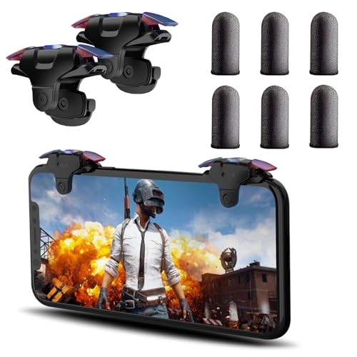 GOFOYO CK3 Mobile Triggers,Mobile Game Controller, Game Trigger for PUBG/Free Fire/Call of Duty,Shooter Sensitive Controller Joysticks Trigger for iPhone&Android Phone (CK3 with 3 pair Finger Sleeves) - color: CK3 with 3 pair Finger Sleeves