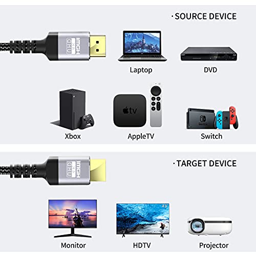 Soonsoonic 4K HDMI Cable 10 Ft | 18Gbps Ultra High Speed HDMI 2.0 Cable & 4K@60Hz HDR ARC HDCP2.2 Ethernet-Braided HDMI Cord | for UHD TV Monitor Laptop Xbox PS4/PS5 ect (3m) - size: 10FT