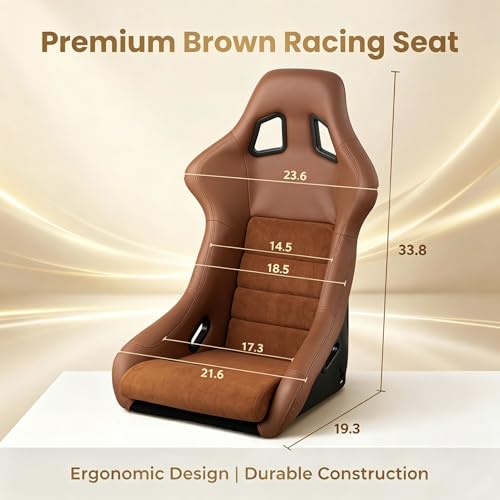 Racing Simulator Cockpit with Monitor Mount and Stronger Fiberglass Brown Mesh Fabric Bucket Seat, Racing Wheel Stand Compatible with Fanatec, Thrustmaster, Logitech, Moza Racing Games on PS5, PS4, Xbox and PC - color: Cockpit+Brown Seat