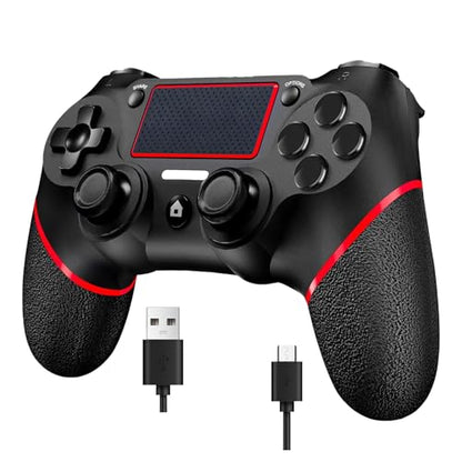 Wireless Controller for Ps4 Controller Compatible with PS4/Slim/Pro/Windows PC,with Touchpad/Vib-ration/Built-in Speaker&3.5mm Headphone Jack/Six-axis Motion Control/USB-C Charging Cable (BLACK RED) - color: Red Black