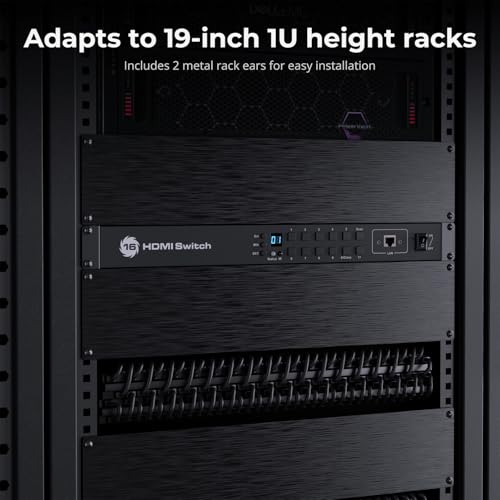 TESmart 16×1 HDMI Switch 16 in 1 Out 4K HDMI Switcher with IR Remote 4K@60hz 16 Port HDMI Switch Box HDCP 2.2,Auto Switch,19-inch Rack-Ears Mount,LAN Port Control,Auto Scan Switch - style: HDMI Switch 16 ports 4K@60Hz