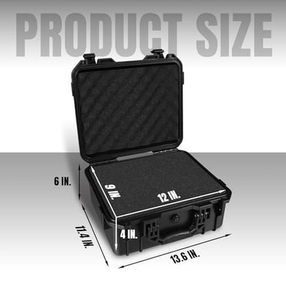 Jack Boss Hard Case, 13.6 x 11.4 x 6 Inch Portable Weather Waterproof Protective Camera Case with Customizable Foam, Fit Use of Drones, Camera, Equipments，Black - color: BLACK, size: 13.6x11.4x6 in