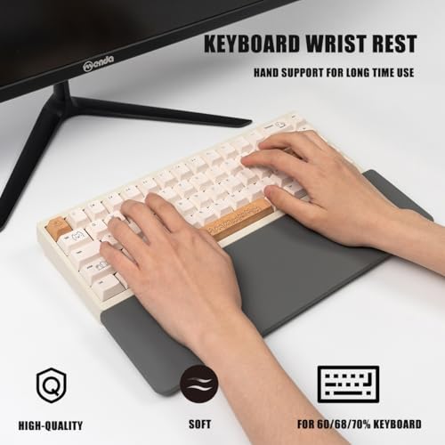 Ergonomic 75% Keyboard Wrist Rest-12.8" Silicone Non-Slip Keyboard Cushion, Computer Wrist Rest, Relief of Hand Pain(Grey) - color: Grey