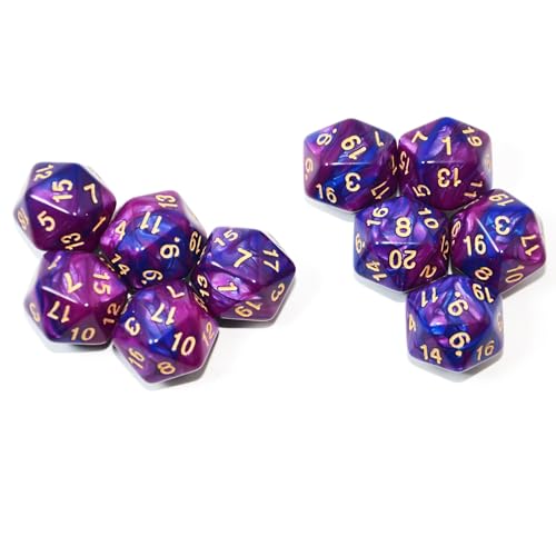 SmartDealsPro 10-Pack 20 Sided Dice D20 Polyhedral Dice for DND RPG MTG Table Game (Blue-Purple) - color: Blue-purple