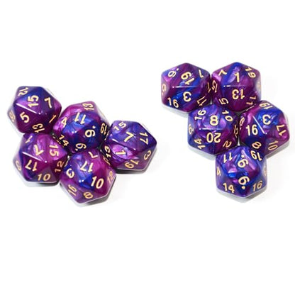 SmartDealsPro 10-Pack 20 Sided Dice D20 Polyhedral Dice for DND RPG MTG Table Game (Blue-Purple) - color: Blue-purple