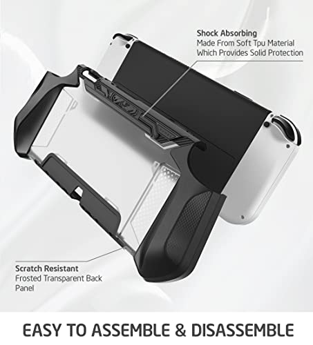 Mumba Dockable Case for Nintendo Switch OLED 2021, Blade Series TPU Grip Protective Cover Accessories Compatible with 7 Inch and Joy-Con Controller (Black) - color: Black