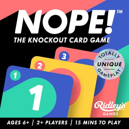 Ridley’s Nope! Fun Card Game for Families, Action-Packed, Fast-Paced Game for 2+ Players, Includes 104 Game Cards and Instructions, Simple Card Game for Kids Ages 6+
