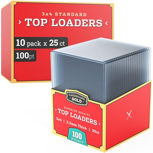 Cardboard Gold 100pt Top Loaders for Cards - Premium 3x4 Inch - 250 Count | Rigid PVC, UV-Resistant, Crystal Clear, Penny Sleeve Compatible, Baseball Trading Sports Memorabilia Protectors, TCG - size: 250 Toploaders