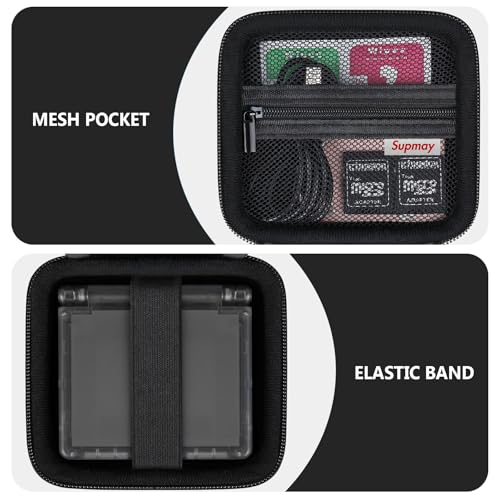 Supmay Hard Carrying Case for Anbernic RG Rotate/ RG34XXSP/ RG35XXSP Retro Handheld Game Console/ Game Boy Advance SP, Retro Game Travel Storage Holder with Mesh Bag for Battery, USB Cable, Black - color: Black