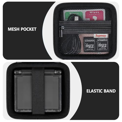 Supmay Hard Carrying Case for Anbernic RG Rotate/ RG34XXSP/ RG35XXSP Retro Handheld Game Console/ Game Boy Advance SP, Retro Game Travel Storage Holder with Mesh Bag for Battery, USB Cable, Black - color: Black