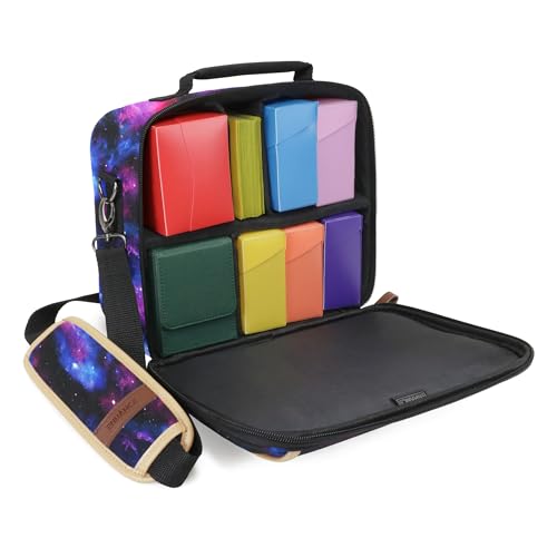ENHANCE Designer Edition Compact MTG Bag Compatible with Magic the Gathering, Lorcana & more - Small Trading Card Bag with Customizable Interior & Shoulder Strap for Deck Boxes, Dice (Galaxy) - color: Galaxy, size: Small