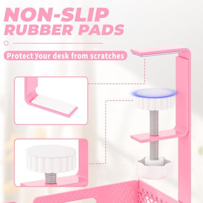 Under Desk Cable Management Tray, 15.7'' No Drill Steel Desk Cable Organizers, Wire Management Tray Cable Management Rack (2 Pack-Pink) - color: 2 Packs-15.7"-Pink