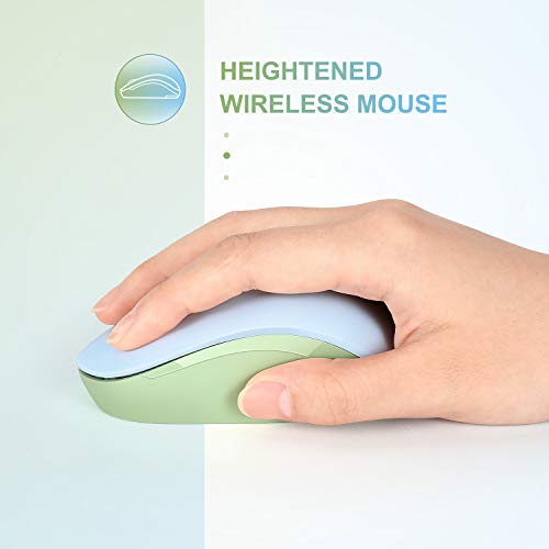 seenda Wireless Mouse for Laptop, 2.4G Noiseless Mouse with USB Receiver - Optical Tracking Portable Computer Mice for Chromebook, PC, Tablet, Windows, 24 Months Battery Life - Light Blue&Olive Green - color: Light Blue and Green