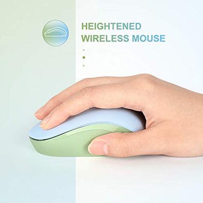 seenda Wireless Mouse for Laptop, 2.4G Noiseless Mouse with USB Receiver - Optical Tracking Portable Computer Mice for Chromebook, PC, Tablet, Windows, 24 Months Battery Life - Light Blue&Olive Green - color: Light Blue and Green