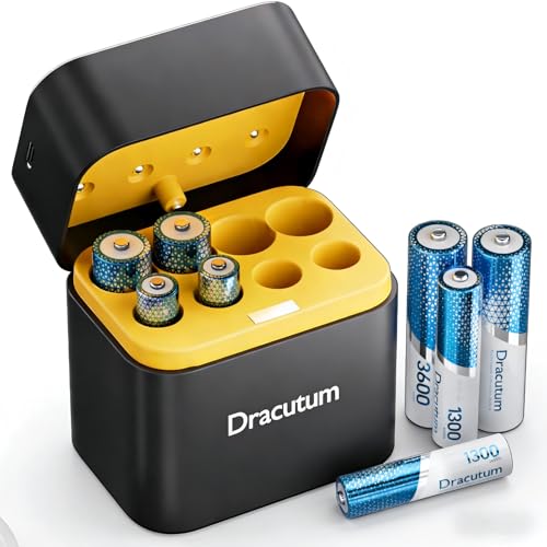 1.5V AA AAA Rechargeable Lithium Battery with Charger, 3H Fast Charge | 4×3600mWh AA & 4×1300mWh AAA Li-Ion, 2000+ Recharge Cycles, for Keyboard, Mouse, Game Controller, Toys, Flashlight, Door Lock