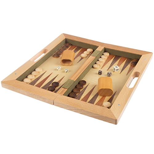 3-in-1 Chess, Backgammon, and Checkers Set – Wooden Board Game Set Folds for Practical Storage and Transport – Travel Board Games by Trademark Games - style: 3-in-1