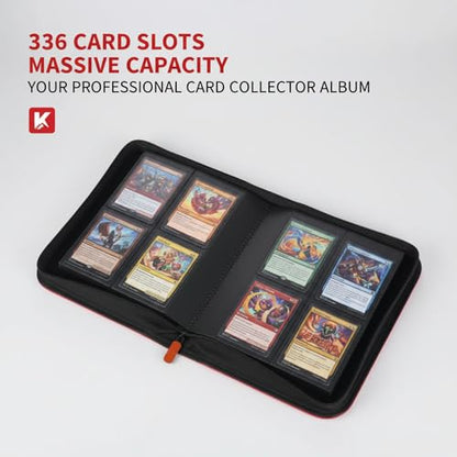 336 Card Binder, 4-Pocket Zipper Binder for Trading Cards, Side Loading Water-Resistant Album for MTG, TCG & Sports Cards (Red) - color: Card Binder 4 Pocket Red