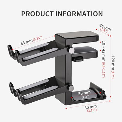Adjustable Headphone Stand Desk-Sided Clamp Headphone Hanger with Handle PC Gaming Headset Holder (Under Desk with Handle) - style: adjustable