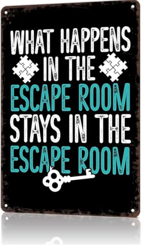 Escape Game Solving Vintage Metal Art Halloween Tin Sign Man Cave Bar Game Room Wall Decor 8x12 inch - color: sign01