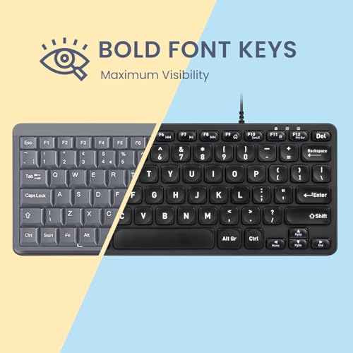 Perixx PERIBOARD-432 Wired Mini USB Keyboard - X Type Scissor Keys - Big Print Keys - US English, Black - style: Wired USB