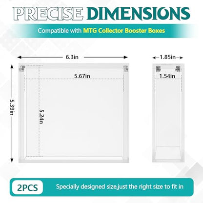 Cinnvoice Collector Booster Boxes, Compatible with MTG Collector Booster Boxes Acrylic Magnetic Case Protective Stackable for Collectors (2 Pcs,5.67 x 1.54 x 5.24 Inch)