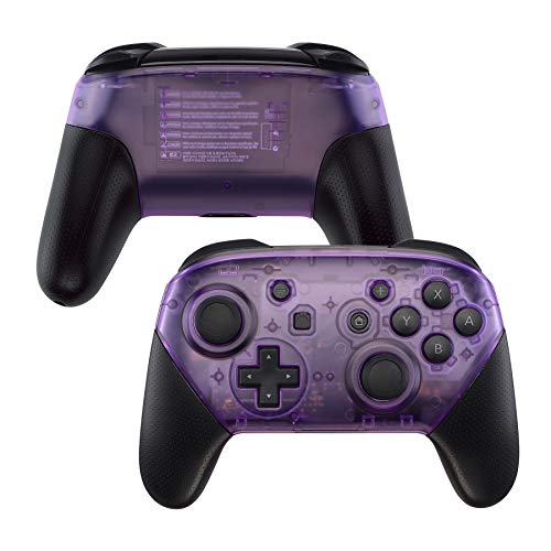 eXtremeRate Clear Atomic Purple Faceplate and Backplate for Nintendo Switch Pro Controller, DIY Replacement Shell Housing Case for Nintendo Switch Pro - Controller NOT Included - color: Clear Atomic Purple