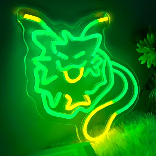 Alien Cat Neon Sign, Green & Yellow LED Light, 12x12 Inch, USB Powered, Dimmable, for Bedroom, Game Room, Party & Gifts - color: S-WXM