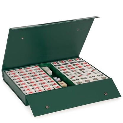 Yellow Mountain Imports "Emerald Weave Chinese Mahjong Set, with 146 Large 1.6-Inch Tiles, Green Vinyl Case, Wind Indicator and Dice - for Chinese Style Gameplay Only 「翡翠編織」中國麻將 - color: Green