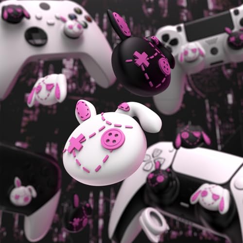 PlayVital Cute Thumb Grip Caps for ps5/ps5 Edge Controller, Joystick Caps for Switch 2 Pro/Switch Pro Controller, Thumbstick Cover for Xbox Series X/S, Elite Series 2, Xbox One - Lovely Punky Bunnies - color: Lovely Punky Bunnies