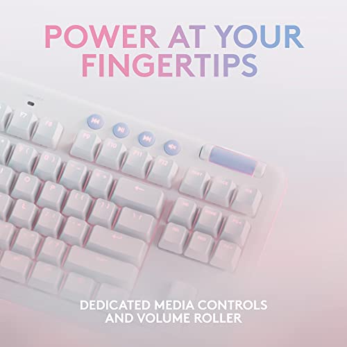 Logitech G715 Wireless Mechanical Gaming Keyboard - White Mist | LIGHTSYNC RGB, Lightspeed wireless, mechanical linear switches, keyboard palm rest, PC/Mac compatible - size: Wireless, style: Linear