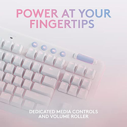 Logitech G715 Wireless Mechanical Gaming Keyboard - White Mist | LIGHTSYNC RGB, Lightspeed wireless, mechanical linear switches, keyboard palm rest, PC/Mac compatible - size: Wireless, style: Linear