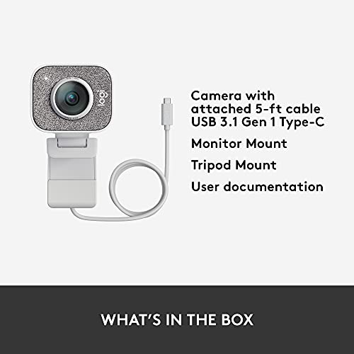 Logitech StreamCam Premium Webcam for Streaming and Content Creation, Full HD 1080p 60 fps,Works with Microsoft Teams, Google Meet, Zoom, Nintendo Switch 2’s new GameChat mode, for PC/Mac– Off-White | For streaming and content creation, works with Microso