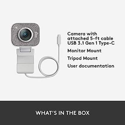 Logitech StreamCam Premium Webcam for Streaming and Content Creation, Full HD 1080p 60 fps,Works with Microsoft Teams, Google Meet, Zoom, Nintendo Switch 2’s new GameChat mode, for PC/Mac– Off-White | For streaming and content creation, works with Microso