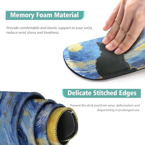 Mouse Pad Set Large Desk,Keyboard Mouse Pad Anime Mousepad with Non-Slip Base and Stitched Edge Mouse Mat Desk Pad 35.4 x 15.7 Mouse Pads for Desk Home Office (Sky Cat) - color: Sky Cat