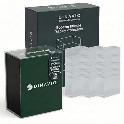 Dinavio Crafthouse 15-Pack PKMN Booster Bundle Protectors PET 0.7mm - Anti-Scratch - UV Protection - Compatible with PKMN Sets Up to Phantasmal Flames (Will NOT fit Ascended Heroes or Perfect Order)
