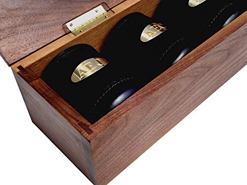 Golden Gate Dice Cup Set of Four in Walnut Presentation Case Includes Twenty White Dice and a Book of Dice Games (Includes Liars Dice) (Dice Shaker Cup Set) - style: Four-Personalized Leather Dice Cups in Walnut Case