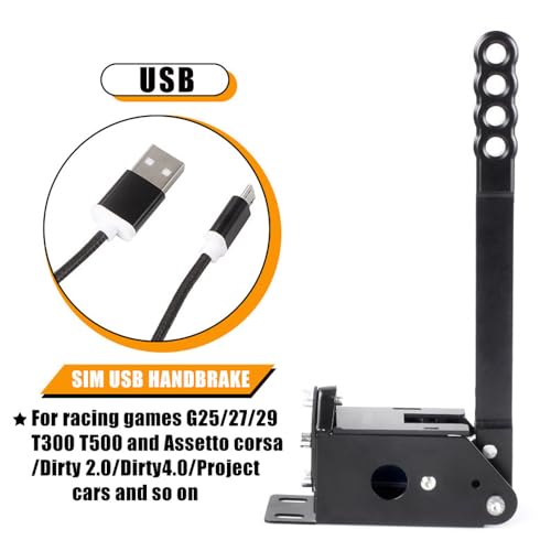 USB PC Handbrake, 64 Bit Hall Sensor Linear Sim Handbrake for PC Racing Games Compatible Logitech G27 G29 G920 T500 T300 PC Handbrake With Clamp Applicable to DiRT Rally 2/4, Project CARS 2/3, Forza H