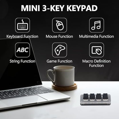 Gugxiom Mini 4 Key Keypad, One Handed Mechanical Gaming Keyboard, USB C Wired Programmable Keyboard, Red Switch, with RGB Light