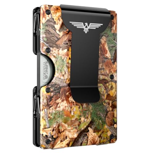 Lenvoten Upgraded Hinged Minimalist Wallet for Men, RFID Blocking Wallet | Slim Metal Aluminum, Credit Card Holder, Money Clip Holds 20 Cards, Premium Scratch-Resistant Finish, Ideal Gift for Men - color: T5-Jungle Camo