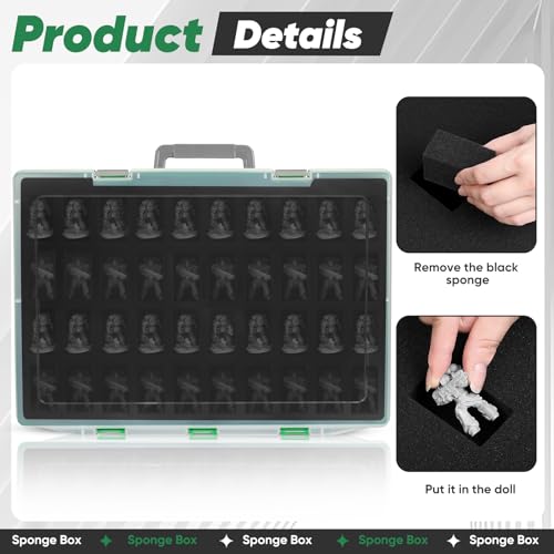 Miniature Storage Carrying Figure Case - 120 Slot Figurine Minature Carrying Case with 3 Foam Layer for Miniatures Compatible with 40k, DND & More (green1) - color: Green1