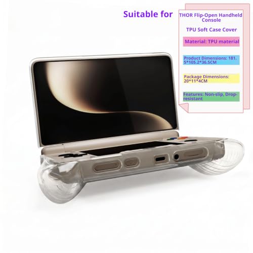 Protective Case Compatible with Ayn Thor, Clear Soft Shell Cover, Anti-Slip Shockproof Accessory for Flip Handheld Gaming Console (Transparent) - color: Transparent