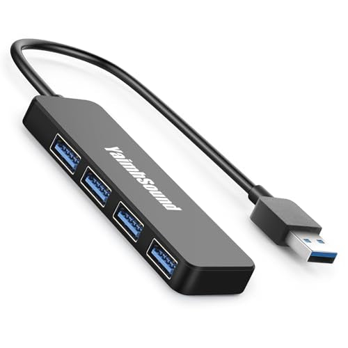 USB Splitter for Laptop, YaimhSound 4 Port USB Hub 3.0, Multi USB Expander | USB Port Extender Adapter for Keyboard,Mouse, Dell,Asus,HP,MacBook,Surface, Acer,Ps4,Xbox,Flash Drive,SSD,Printer,Camera - size: Black USB to 4 USB