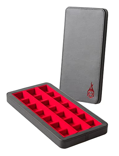 Forged Dice Co. Reliquary Large Divided Dice Case with Dice Tray for Polyhedral Dice Sets - 21 Felt-Lined Chambers - Magnetic Lid Closure - Metal Dice Storage Box - Red - color: Red