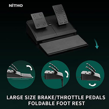 Nitho Drive Pro V16 Gaming Steering Wheel with Pedals and Shifter, 270 Degrees Racing Wheel with Dual Vibration, Compatible with PC, PS3, PS4, Xbox One, Xbox Series X|S and Switch - color: Drive Pro V16