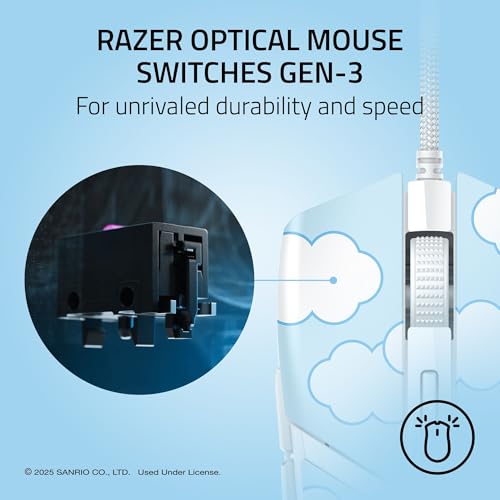 Razer Cobra Wired Gaming Mouse, 58g Lightweight, Cinnamoroll Edition | Gen-3 Optical Switches, Chroma RGB Lighting Underglow, 8500 DPI Optical Sensor, 100% PTFE Mouse Feet, Speedflex Cable - color: Cinnamoroll Edition