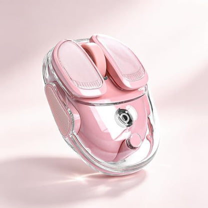 Q9 Wireless Computer Pink Mouse, 2.4GHz/Bluetooth Cute Mouse | Ergonomic Optical Transparent Mouse with RGB Lighting,Silent Clicks,4 DPI Adjustment Levels,Compatible With PC, Mac, Laptop - color: Pink