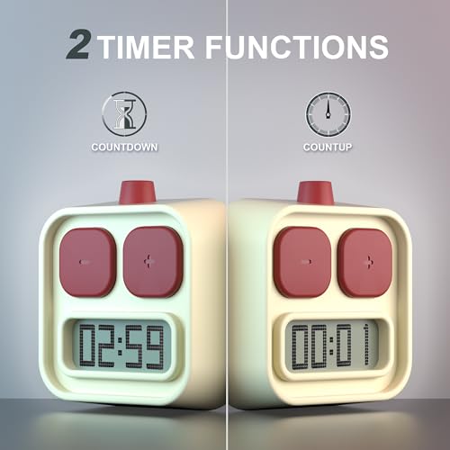 KADAMS Digital Kitchen Timer for Cooking, Countdown & Count-up Productivity, Magnetic for Kids Classroom, Kitchen, Home, School, Office, Yellow