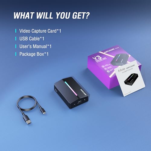 Fifine AmpliGame Video Capture Card, HD 1080 60fps for Audio Video, Gaming, Live Streaming, 4K HDMI to USB Capture Card Compatible with PS4/Windows/Mac OS/Switch/Xbox-V3 - color: Black